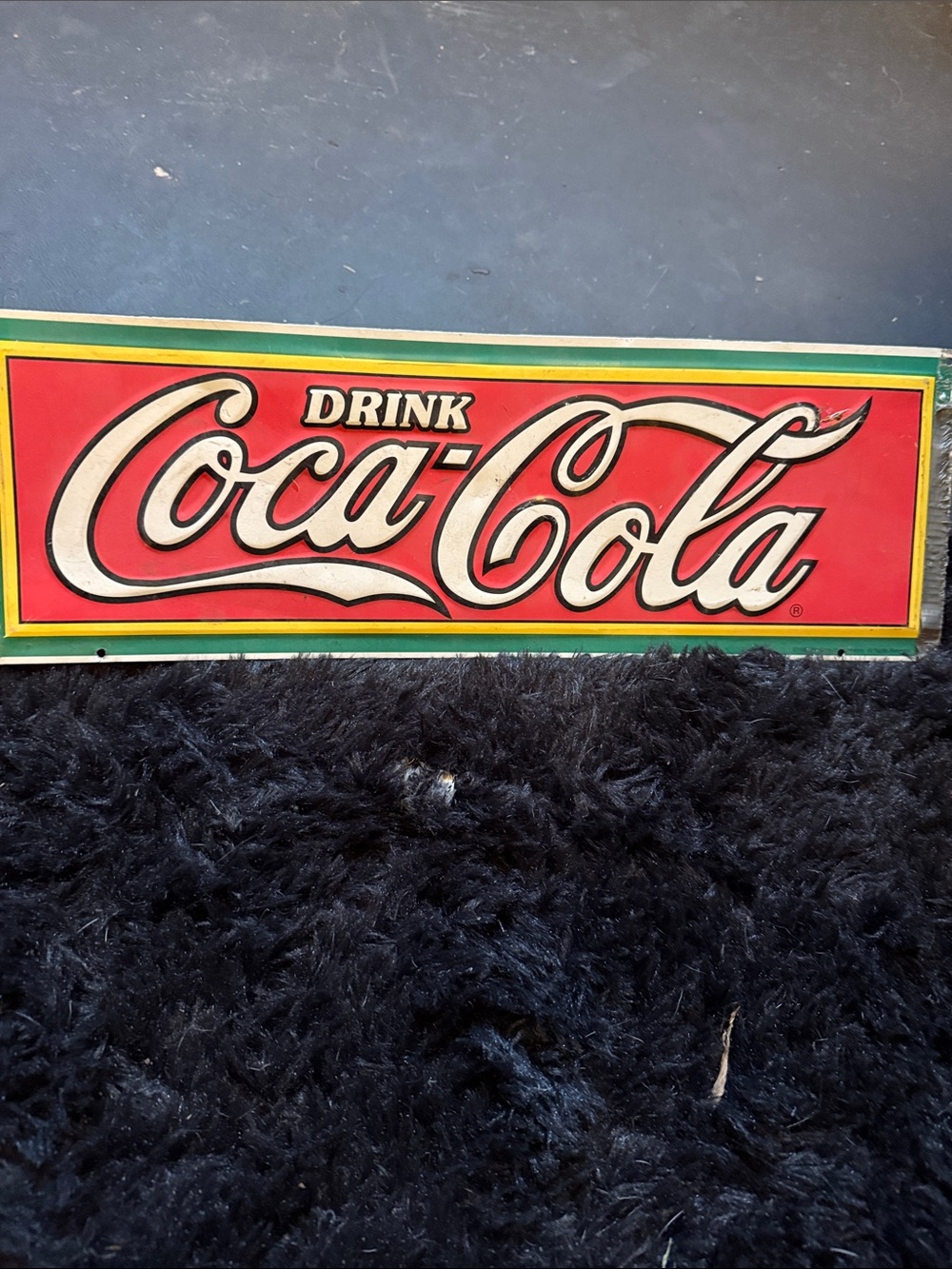 Vintage Coca Cola White Embossed Metal Panel sign